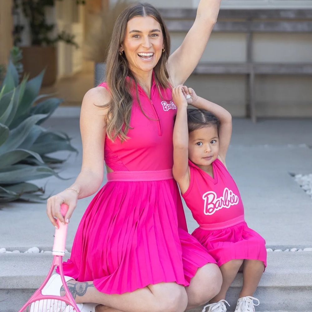Barbie Pink Matching Dresses size M and 2T